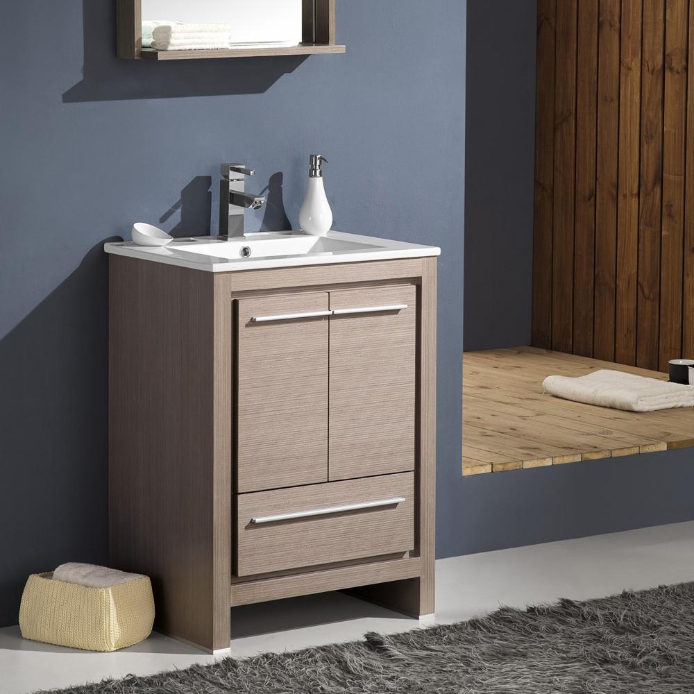 Fresca Allier 24" Gray Oak Modern Bathroom Vanity w/ Mirror Vanity Fresca 