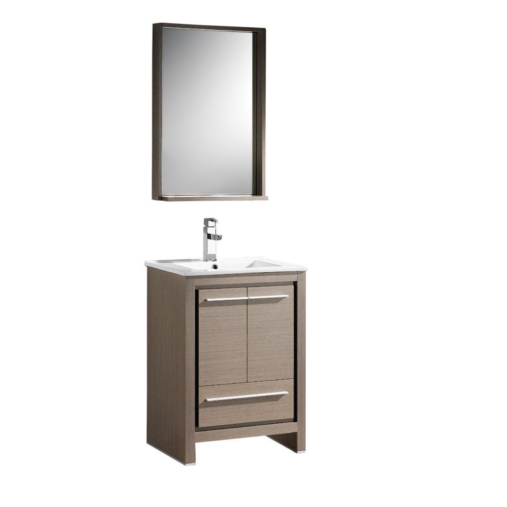Fresca Allier 24" Gray Oak Modern Bathroom Vanity w/ Mirror Vanity Fresca 