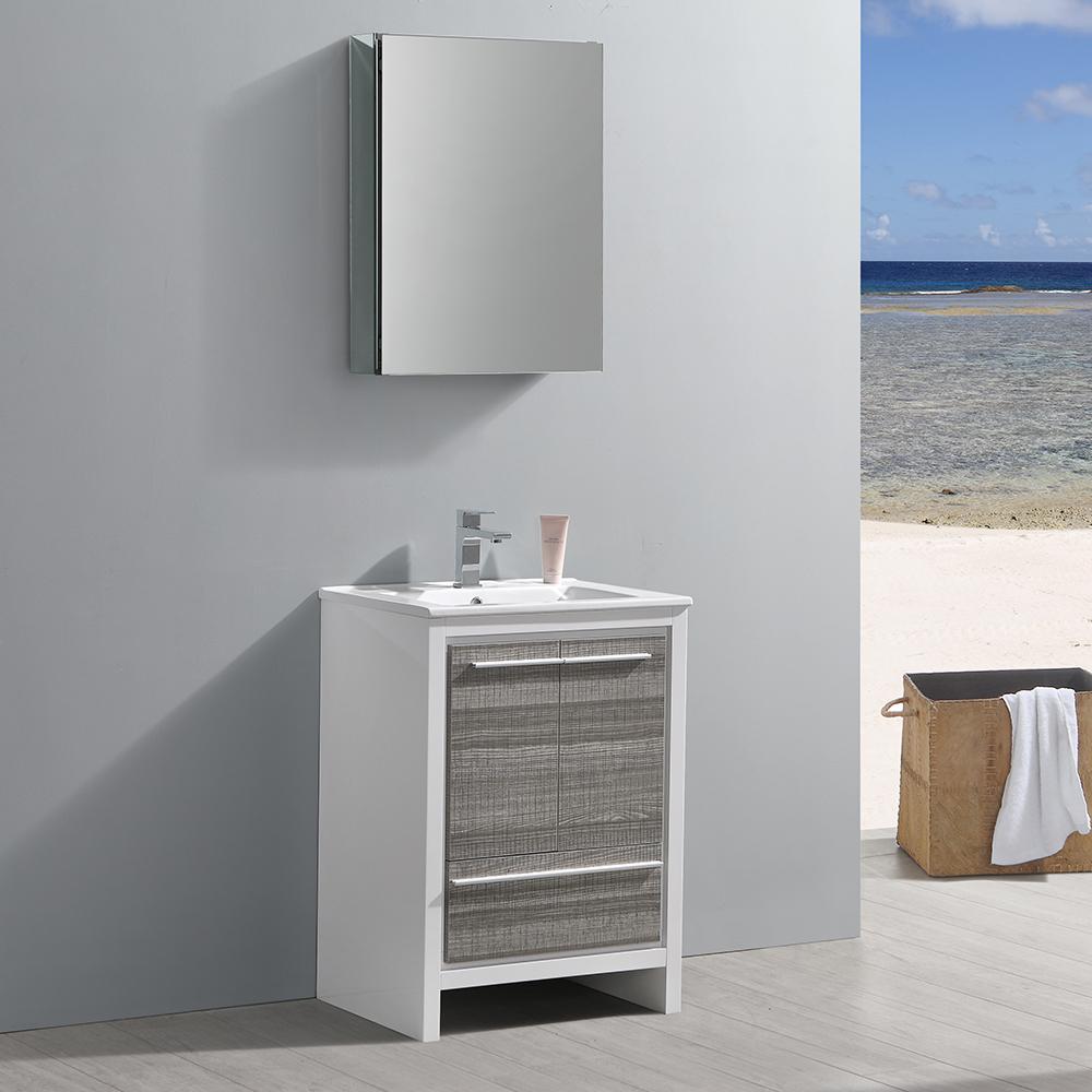 Fresca Allier Rio 24" Ash Gray Modern Bathroom Vanity w/ Medicine Cabinet Vanity Fresca 