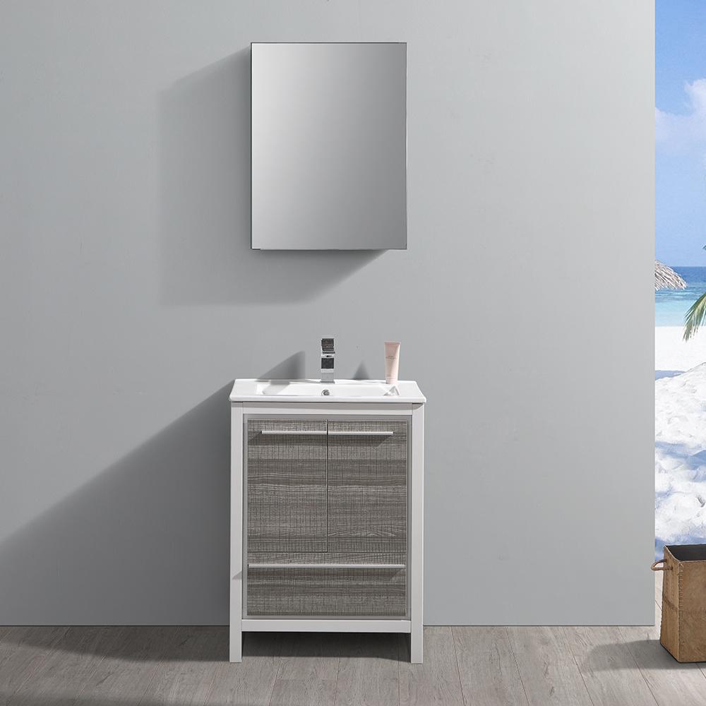 Fresca Allier Rio 24" Ash Gray Modern Bathroom Vanity w/ Medicine Cabinet Vanity Fresca 