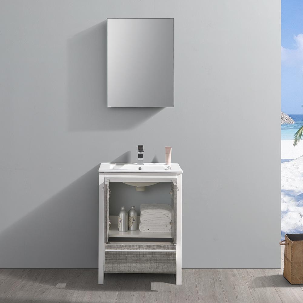 Fresca Allier Rio 24" Ash Gray Modern Bathroom Vanity w/ Medicine Cabinet Vanity Fresca 