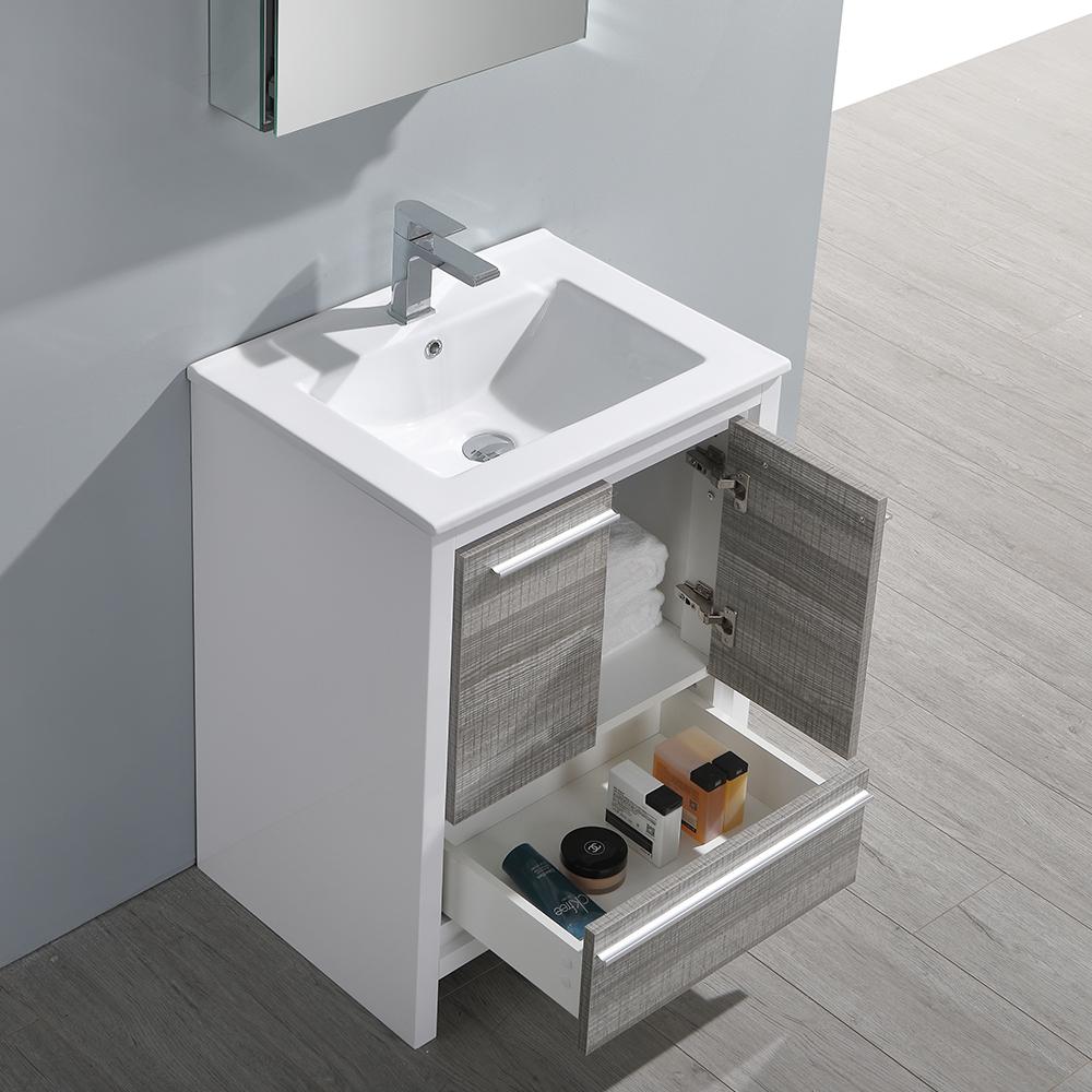 Fresca Allier Rio 24" Ash Gray Modern Bathroom Vanity w/ Medicine Cabinet Vanity Fresca 