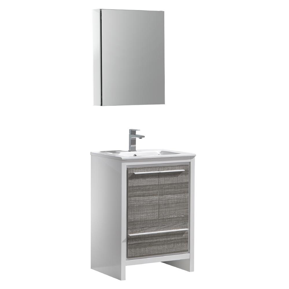 Fresca Allier Rio 24" Ash Gray Modern Bathroom Vanity w/ Medicine Cabinet Vanity Fresca 