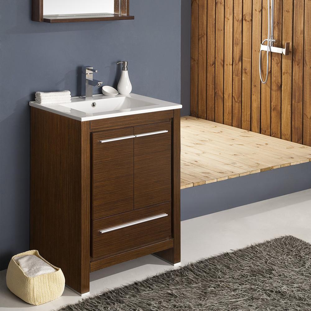 Fresca Allier 24" Wenge Brown Modern Bathroom Vanity w/ Mirror Vanity Fresca 