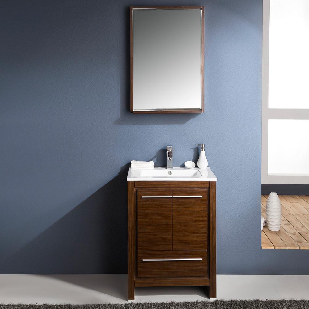 Fresca Allier 24" Wenge Brown Modern Bathroom Vanity w/ Mirror Vanity Fresca 