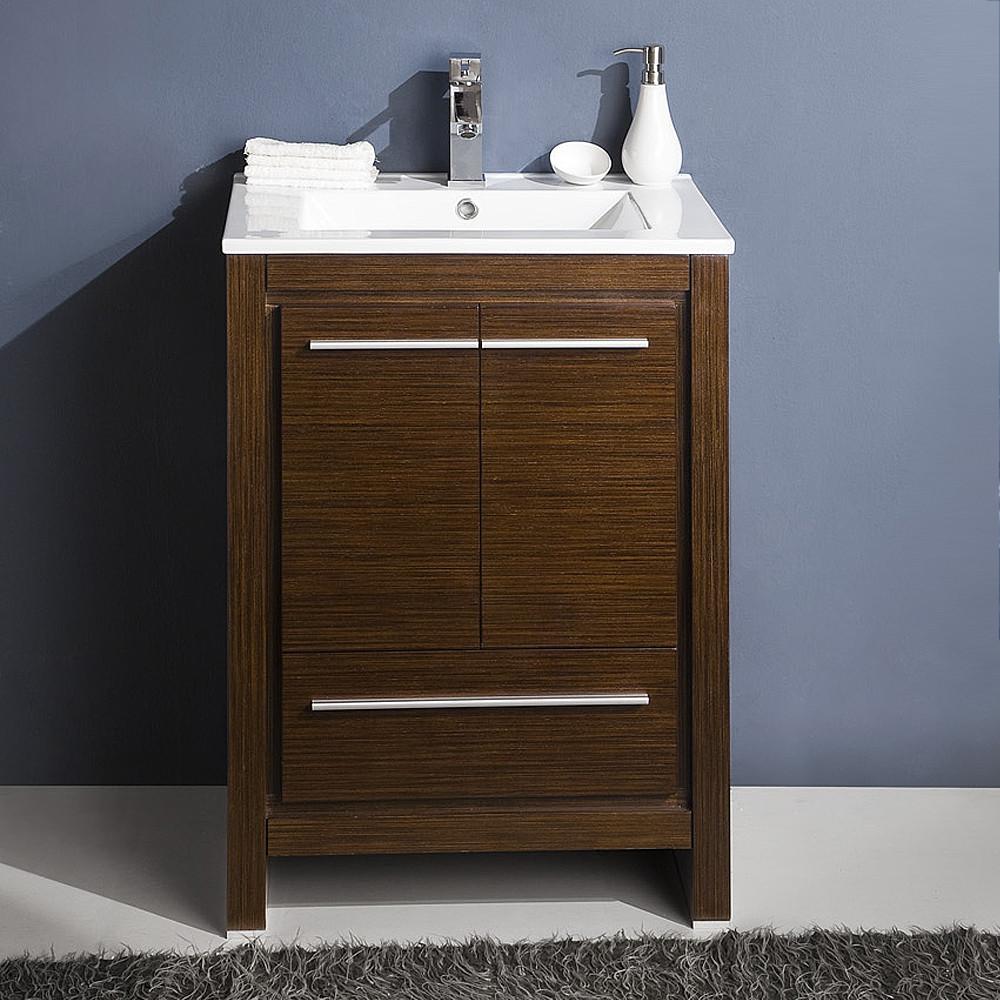 Fresca Allier 24" Wenge Brown Modern Bathroom Vanity w/ Mirror Vanity Fresca 