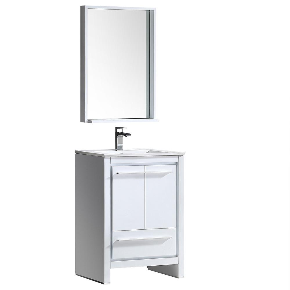 Fresca Allier 24" White Modern Bathroom Vanity w/ Mirror Vanity Fresca 