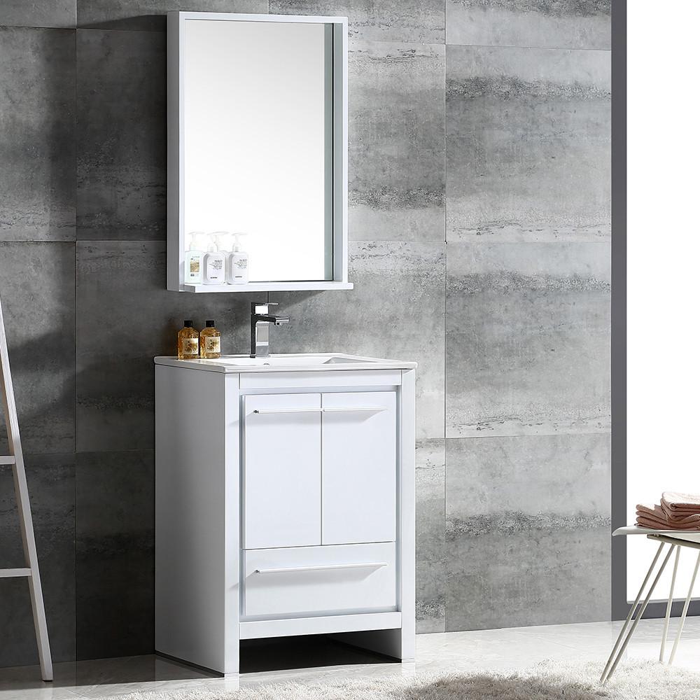 Fresca Allier 24" White Modern Bathroom Vanity w/ Mirror Vanity Fresca 