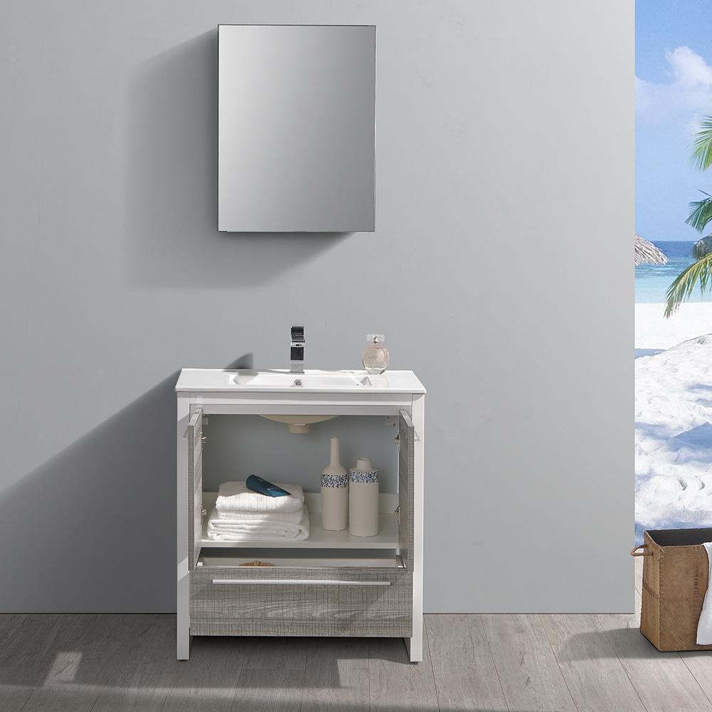 Fresca Allier Rio 30" Ash Gray Modern Bathroom Vanity w/ Medicine Cabinet Vanity Fresca 