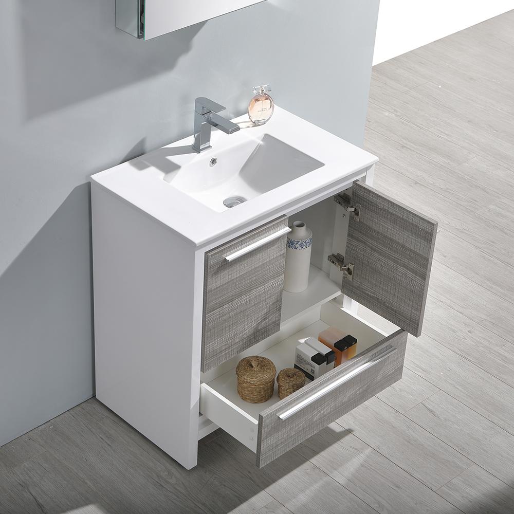 Fresca Allier Rio 30" Ash Gray Modern Bathroom Vanity w/ Medicine Cabinet Vanity Fresca 