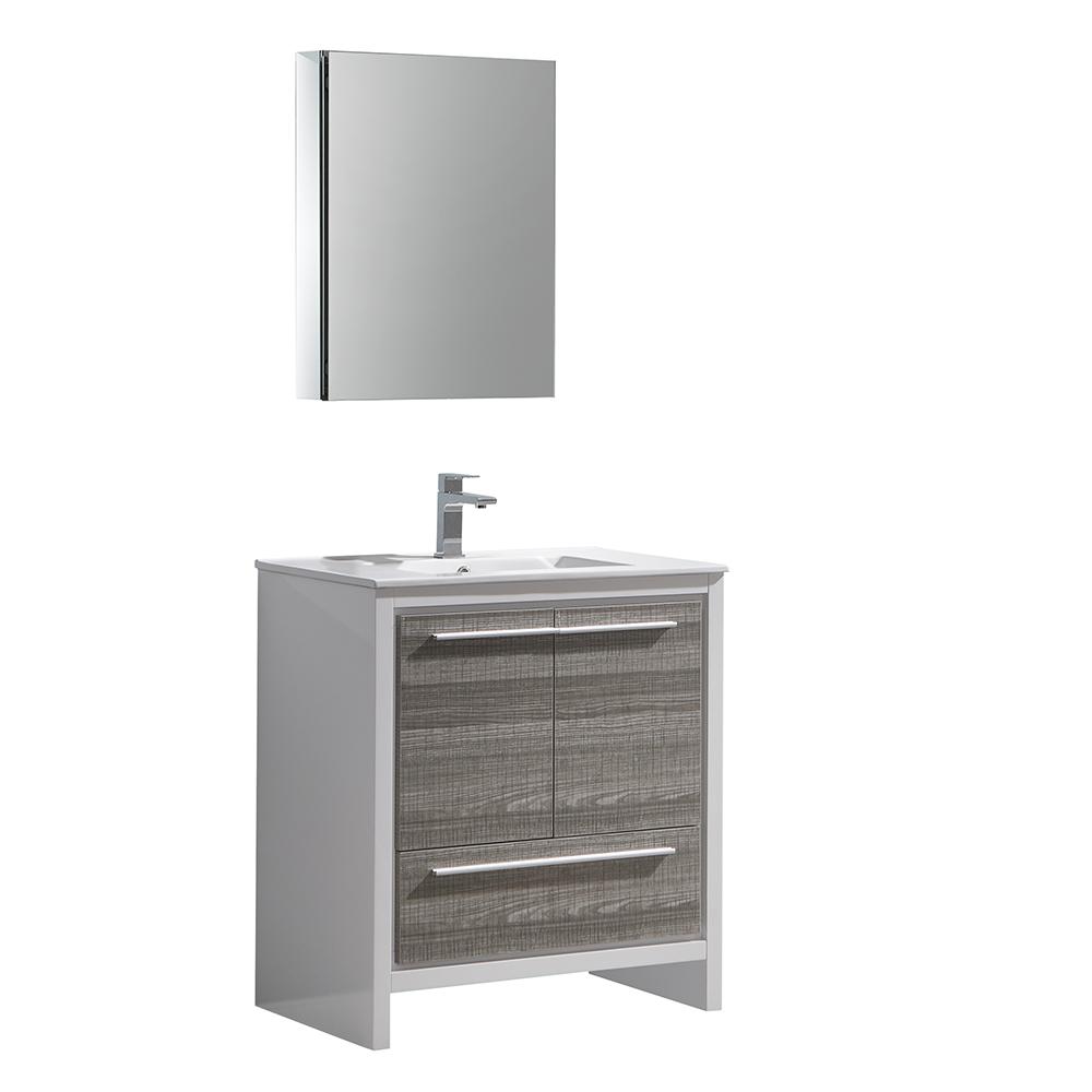 Fresca Allier Rio 30" Ash Gray Modern Bathroom Vanity w/ Medicine Cabinet Vanity Fresca 