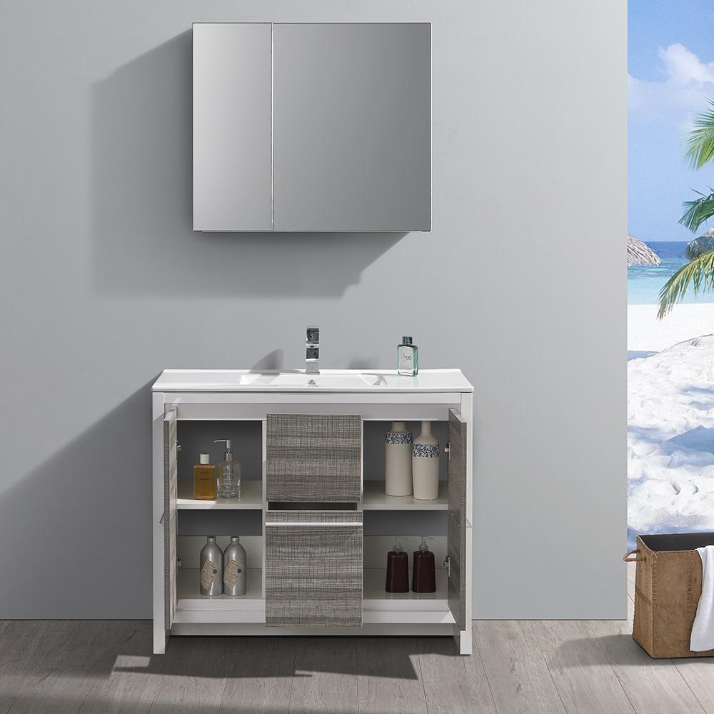 Fresca Allier Rio 40" Ash Gray Modern Bathroom Vanity w/ Medicine Cabinet Vanity Fresca 