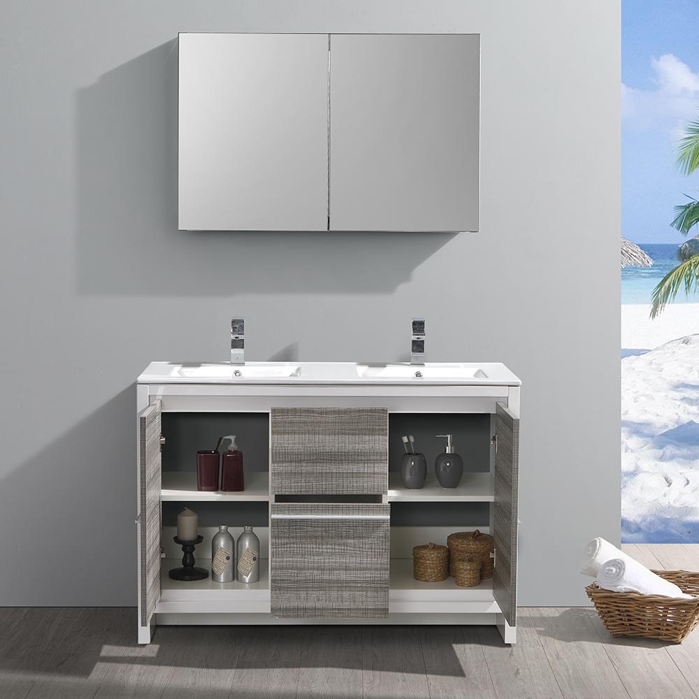 Fresca Allier Rio 48" Ash Gray Double Sink Modern Bathroom Vanity w/ Medicine Cabinet Vanity Fresca 