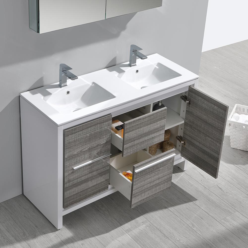Fresca Allier Rio 48" Ash Gray Double Sink Modern Bathroom Vanity w/ Medicine Cabinet Vanity Fresca 