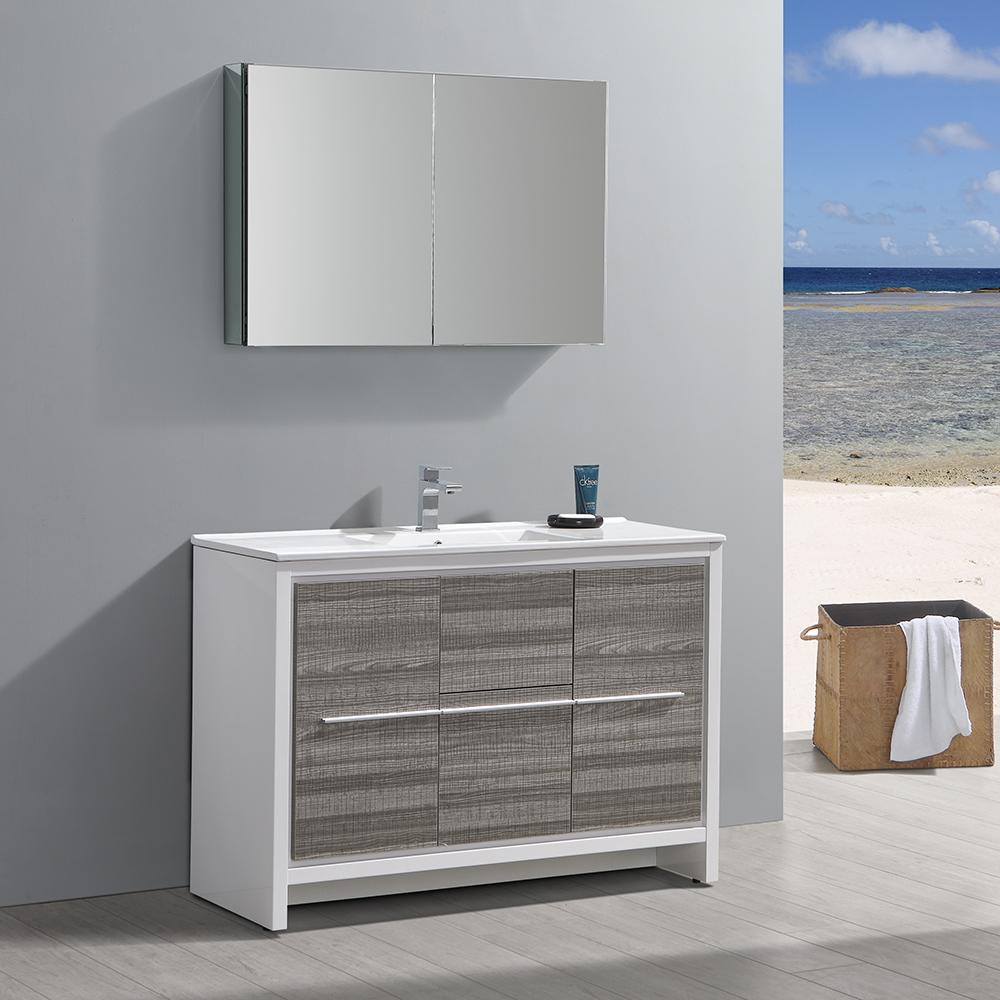 Fresca Allier Rio 48" Ash Gray Single Sink Modern Bathroom Vanity w/ Medicine Cabinet Vanity Fresca 