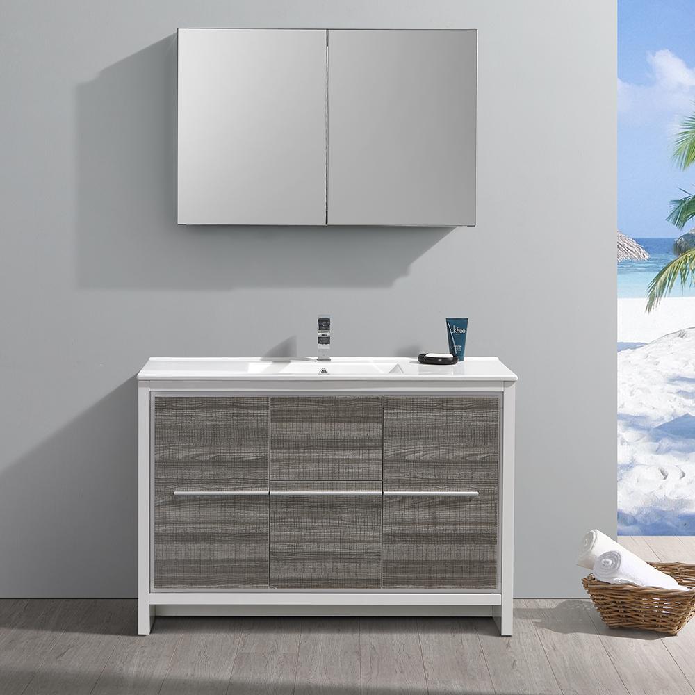 Fresca Allier Rio 48" Ash Gray Single Sink Modern Bathroom Vanity w/ Medicine Cabinet Vanity Fresca 