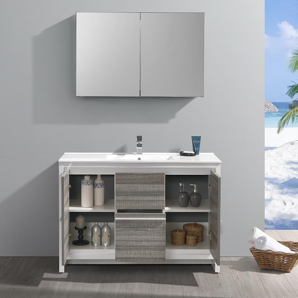 Fresca Allier Rio 48" Ash Gray Single Sink Modern Bathroom Vanity w/ Medicine Cabinet Vanity Fresca 