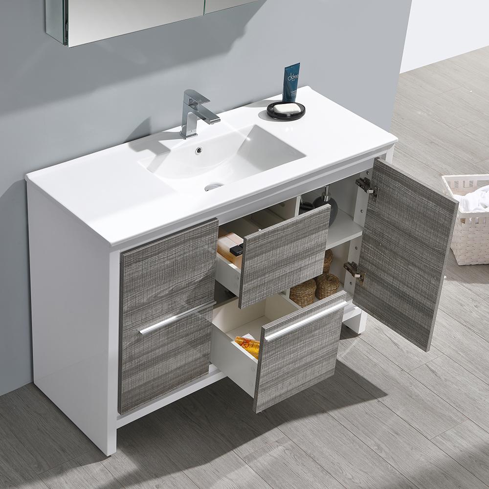 Fresca Allier Rio 48" Ash Gray Single Sink Modern Bathroom Vanity w/ Medicine Cabinet Vanity Fresca 