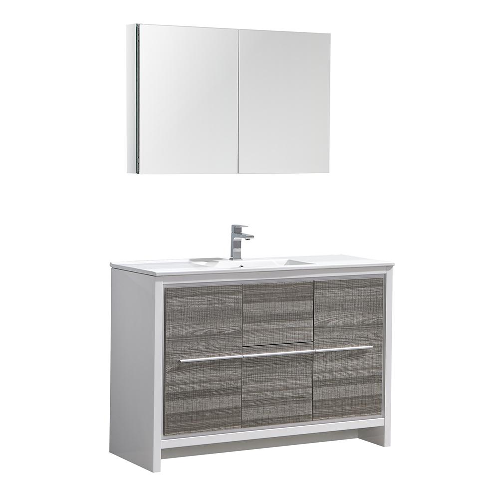 Fresca Allier Rio 48" Ash Gray Single Sink Modern Bathroom Vanity w/ Medicine Cabinet Vanity Fresca 