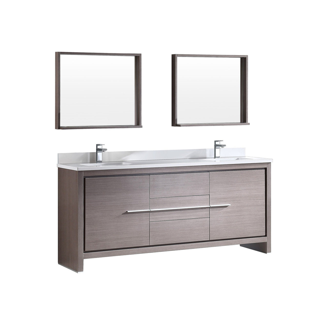 Fresca Allier 72" Gray Oak Modern Double Sink Bathroom Vanity w/ Mirror Vanity Fresca 