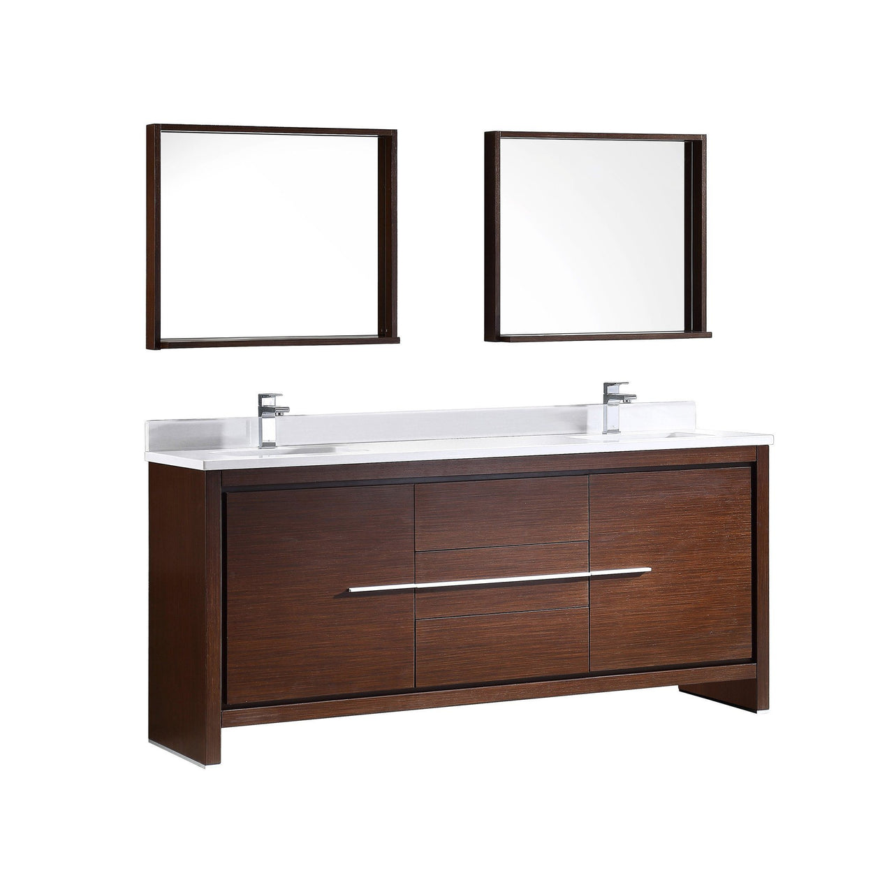 Fresca Allier 72" Wenge Brown Modern Double Sink Bathroom Vanity w/ Mirror Vanity Fresca 