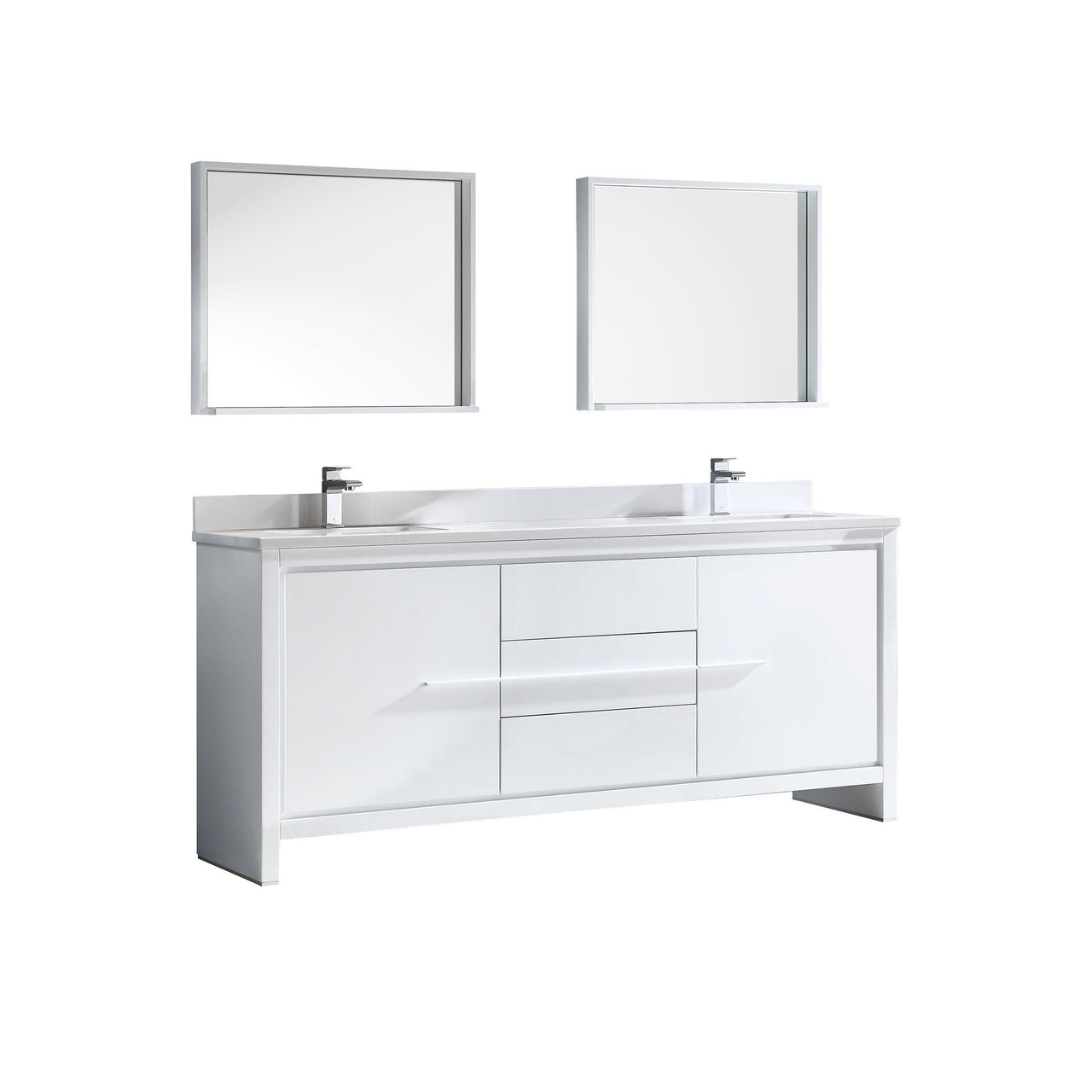 Fresca Allier 72" White Modern Double Sink Bathroom Vanity w/ Mirror Vanity Fresca 