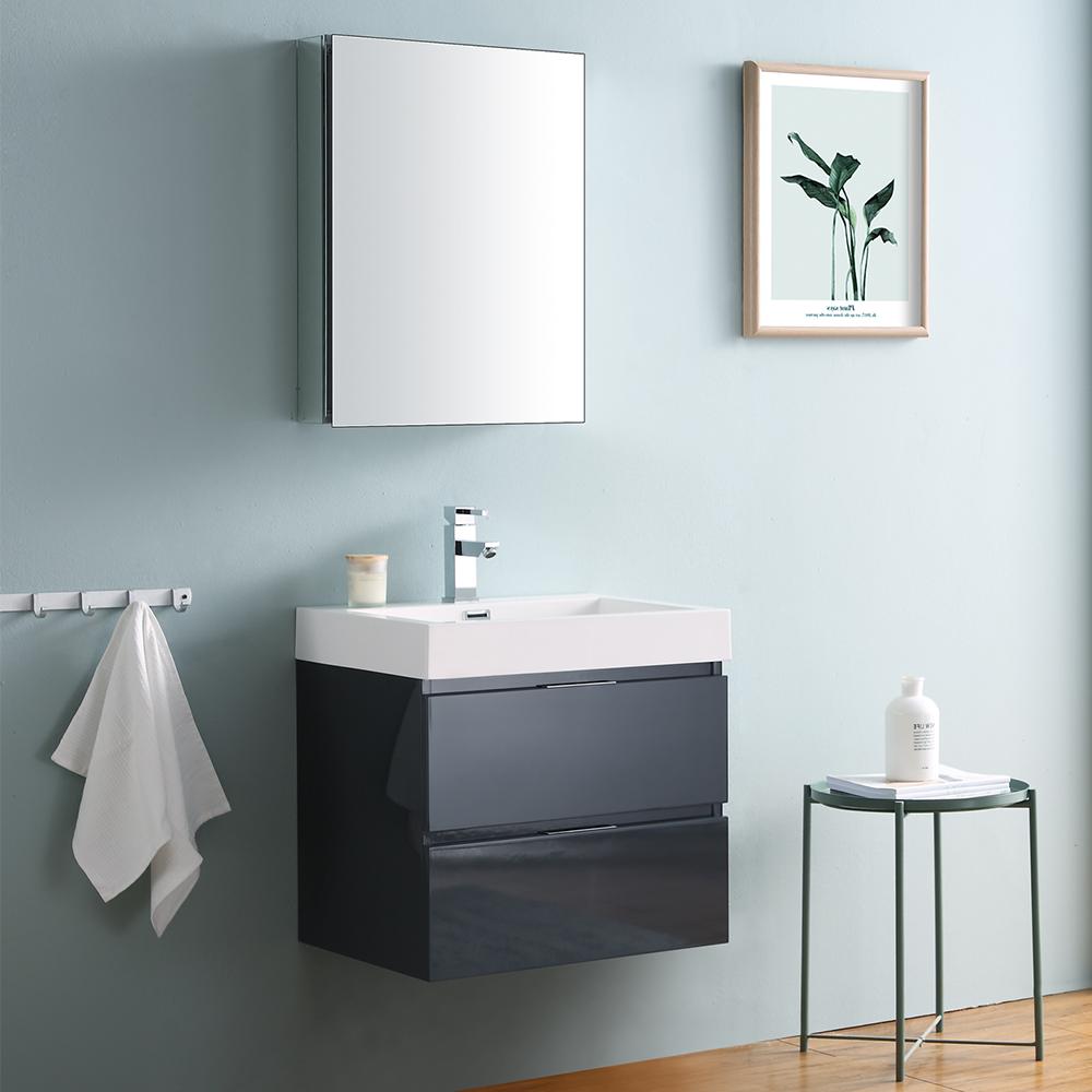 Fresca Valencia 24" Wall Hung Modern Bathroom Vanity w/ Medicine Cabinet Vanity Fresca 