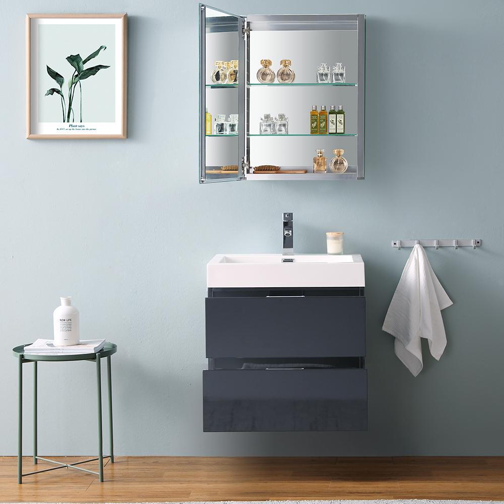 Fresca Valencia 24" Wall Hung Modern Bathroom Vanity w/ Medicine Cabinet Vanity Fresca 