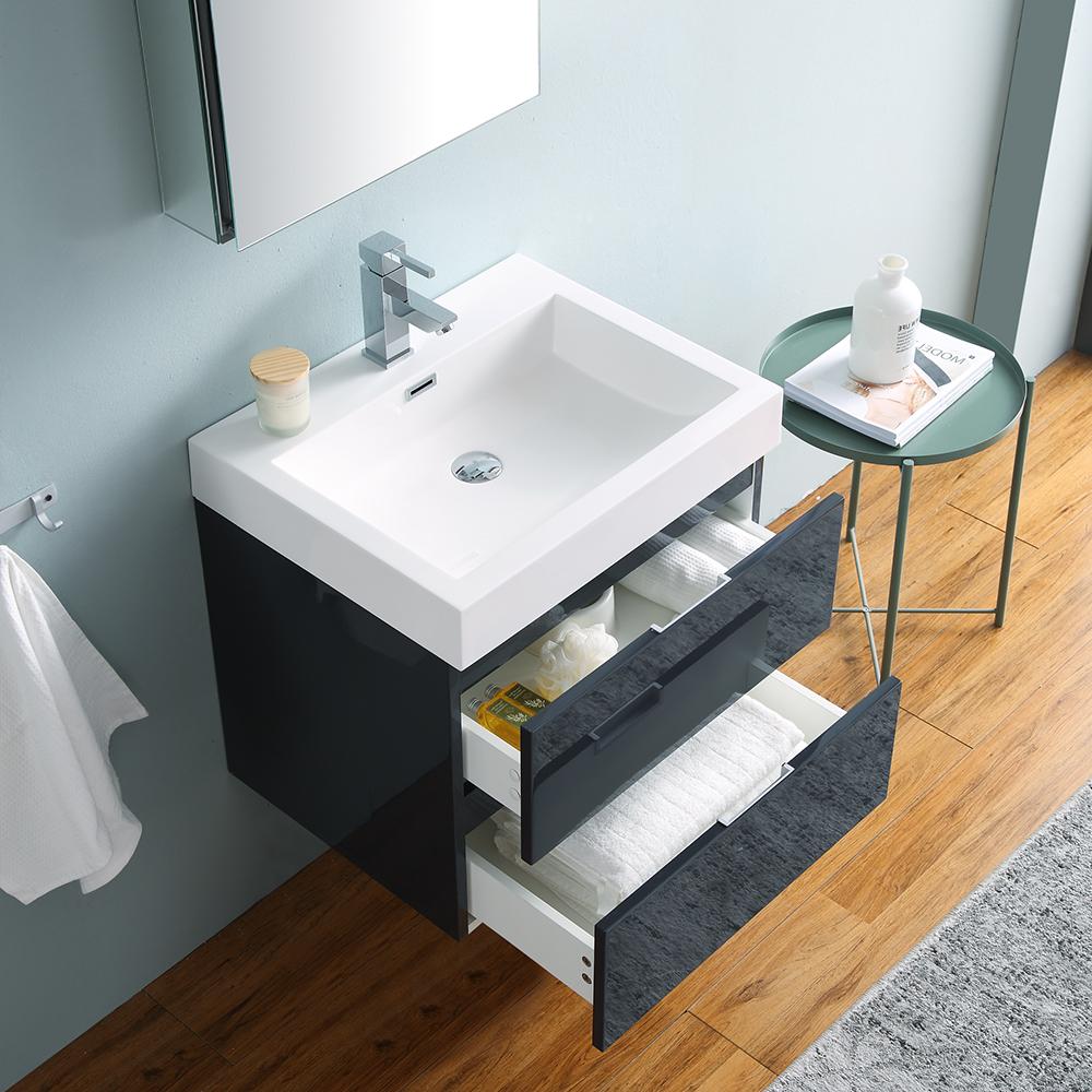 Fresca Valencia 24" Wall Hung Modern Bathroom Vanity w/ Medicine Cabinet Vanity Fresca 