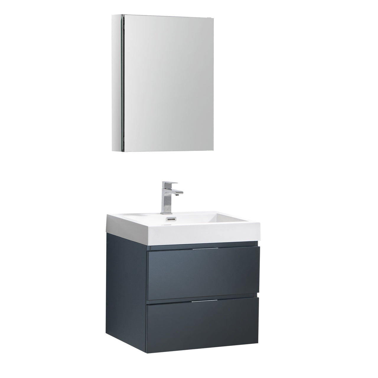 Fresca Valencia 24" Wall Hung Modern Bathroom Vanity w/ Medicine Cabinet Vanity Fresca Dark Slate Gray 