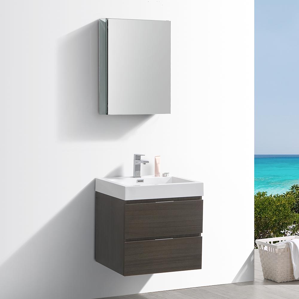 Fresca Valencia 24" Wall Hung Modern Bathroom Vanity w/ Medicine Cabinet Vanity Fresca 