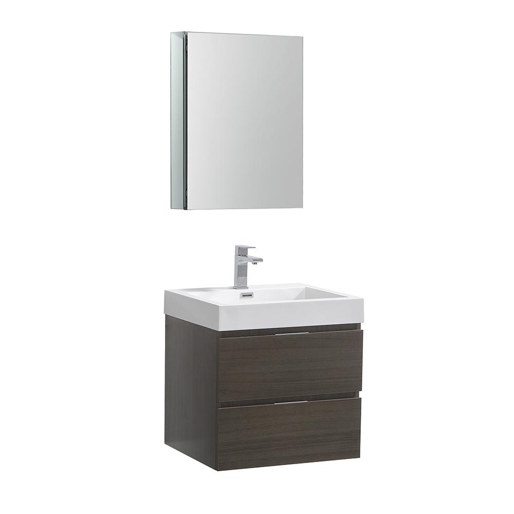 Fresca Valencia 24" Wall Hung Modern Bathroom Vanity w/ Medicine Cabinet Vanity Fresca Gray Oak 