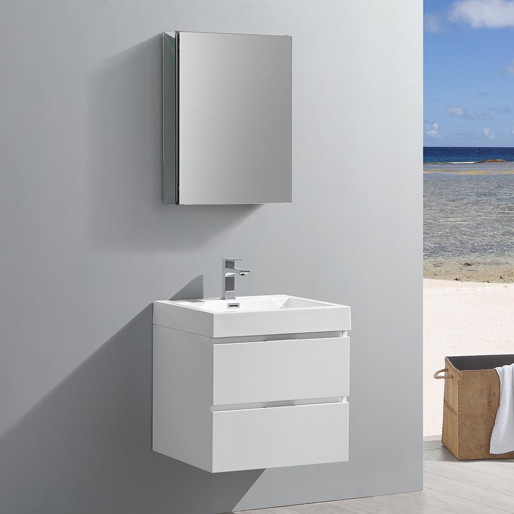 Fresca Valencia 24" Wall Hung Modern Bathroom Vanity w/ Medicine Cabinet Vanity Fresca 
