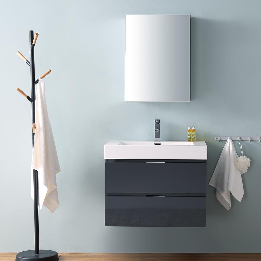 Fresca Valencia 30" Wall Hung Modern Bathroom Vanity w/ Medicine Cabinet Vanity Fresca 
