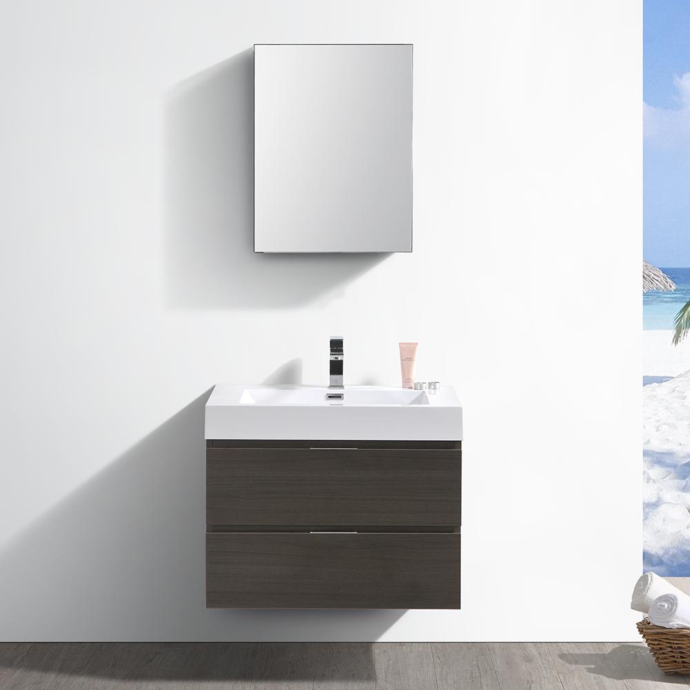 Fresca Valencia 30" Wall Hung Modern Bathroom Vanity w/ Medicine Cabinet Vanity Fresca 