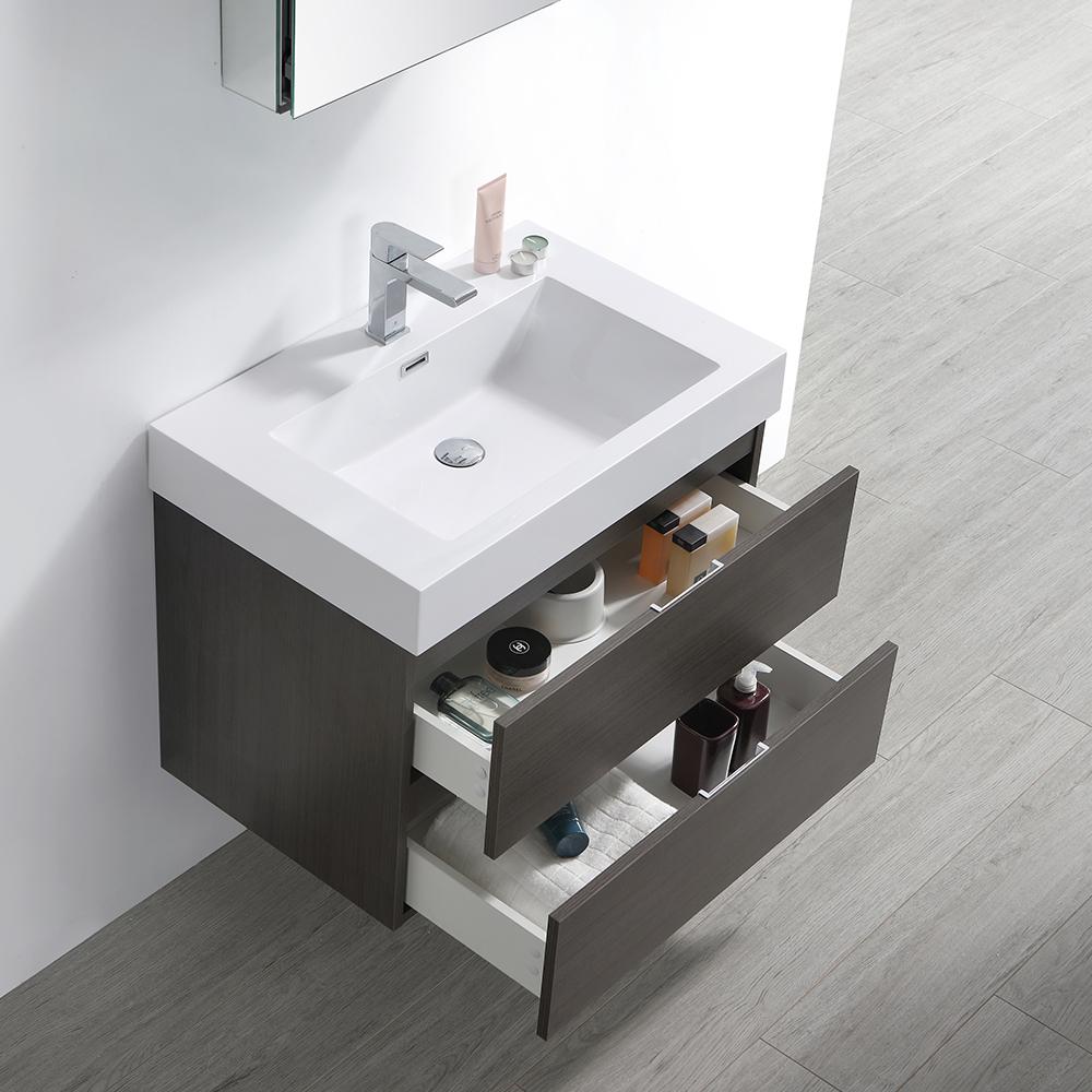 Fresca Valencia 30" Wall Hung Modern Bathroom Vanity w/ Medicine Cabinet Vanity Fresca 