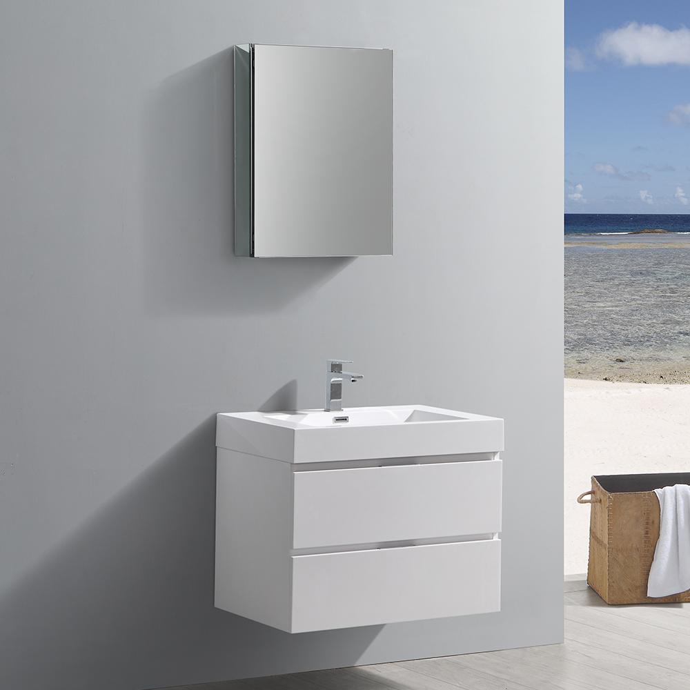 Fresca Valencia 30" Wall Hung Modern Bathroom Vanity w/ Medicine Cabinet Vanity Fresca 
