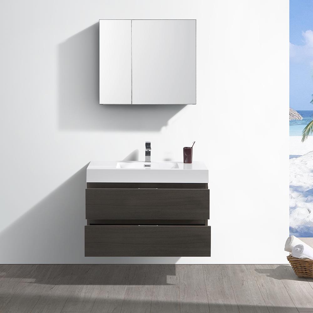 Fresca Valencia 36" Wall Hung Modern Bathroom Vanity w/ Medicine Cabinet Vanity Fresca 