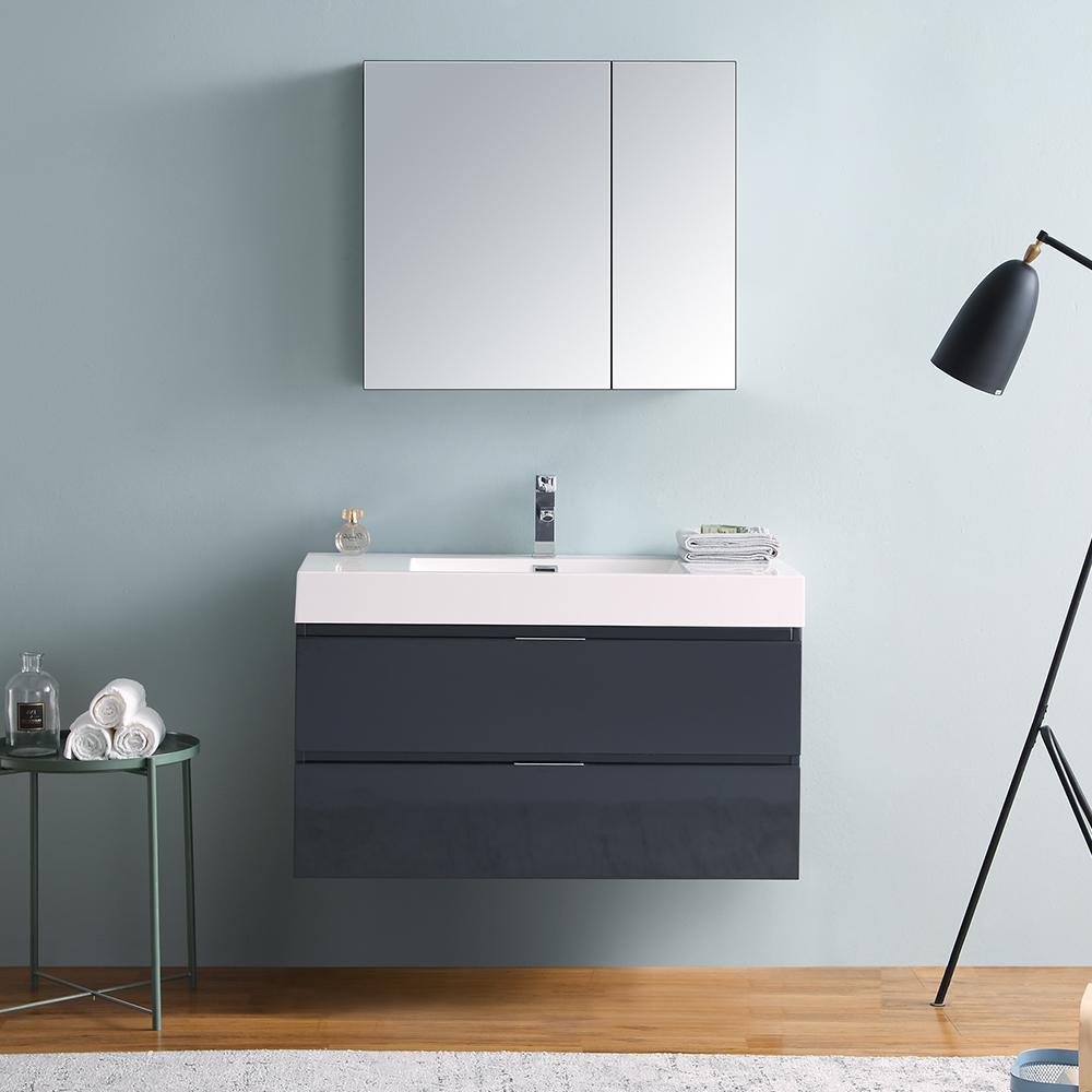 Fresca Valencia 40" Wall Hung Modern Bathroom Vanity w/ Medicine Cabinet Vanity Fresca 