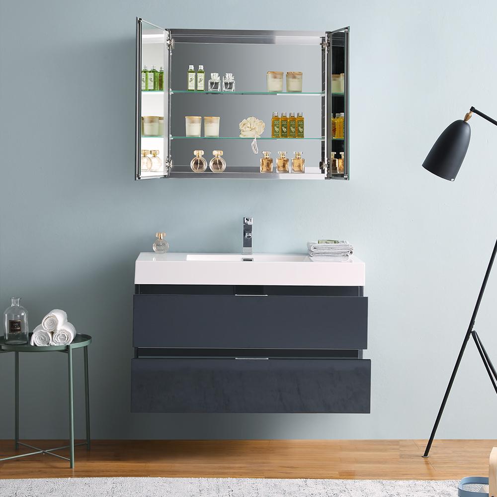 Fresca Valencia 40" Wall Hung Modern Bathroom Vanity w/ Medicine Cabinet Vanity Fresca 