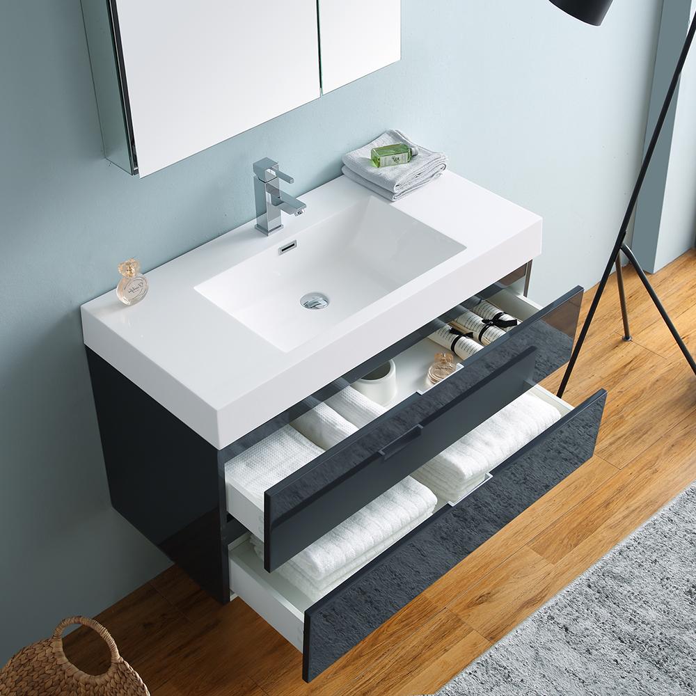 Fresca Valencia 40" Wall Hung Modern Bathroom Vanity w/ Medicine Cabinet Vanity Fresca 