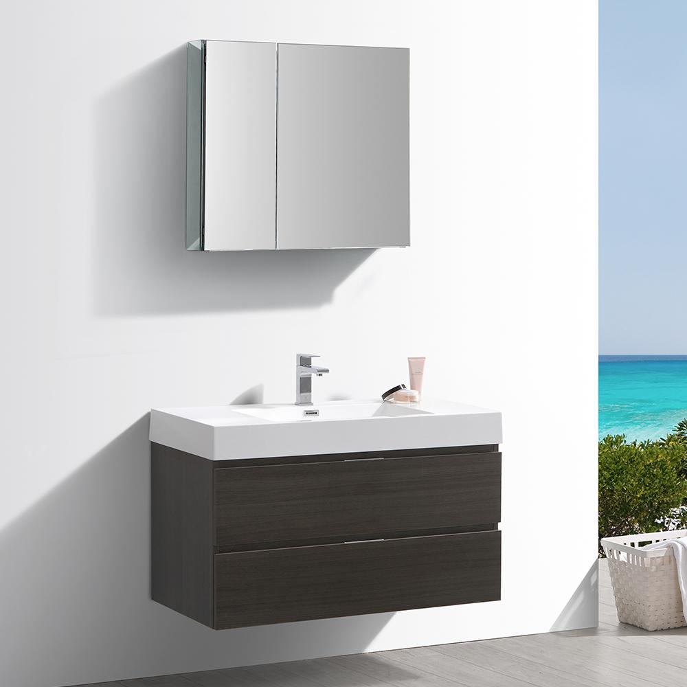 Fresca Valencia 40" Wall Hung Modern Bathroom Vanity w/ Medicine Cabinet Vanity Fresca 