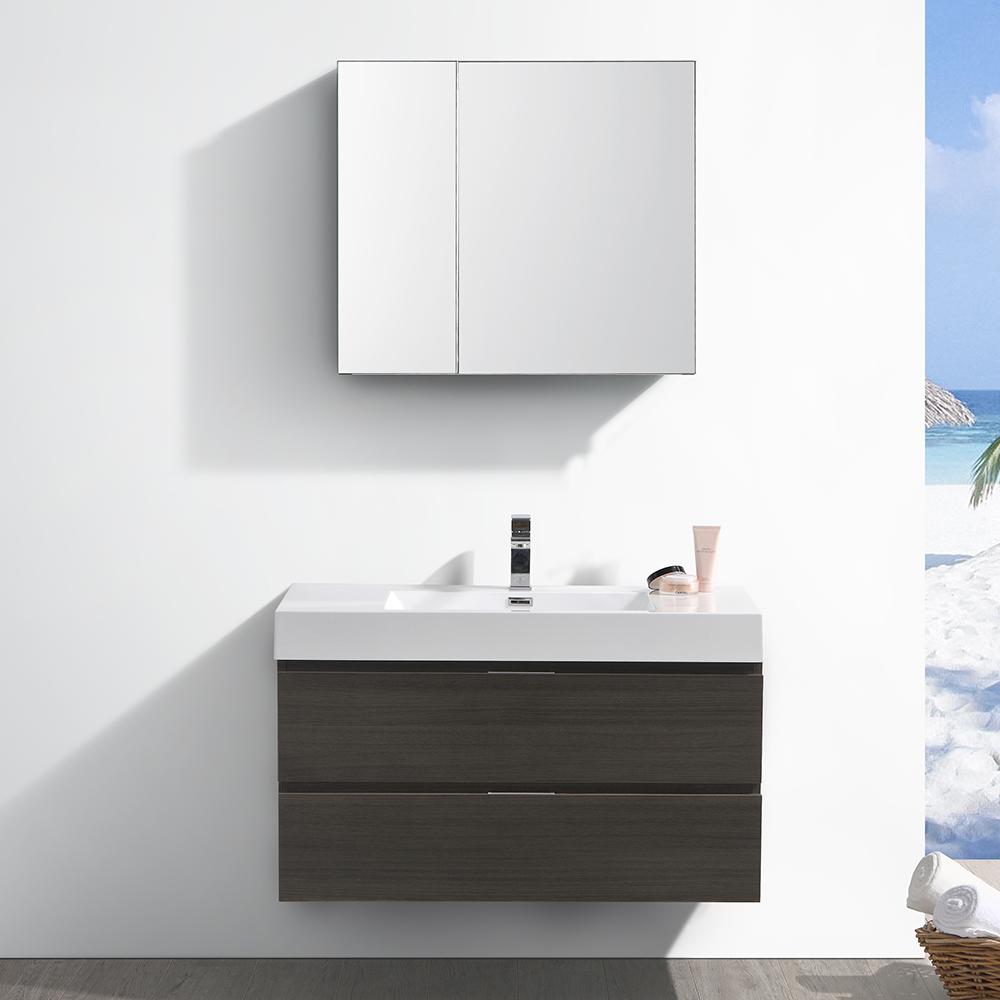 Fresca Valencia 40" Wall Hung Modern Bathroom Vanity w/ Medicine Cabinet Vanity Fresca 