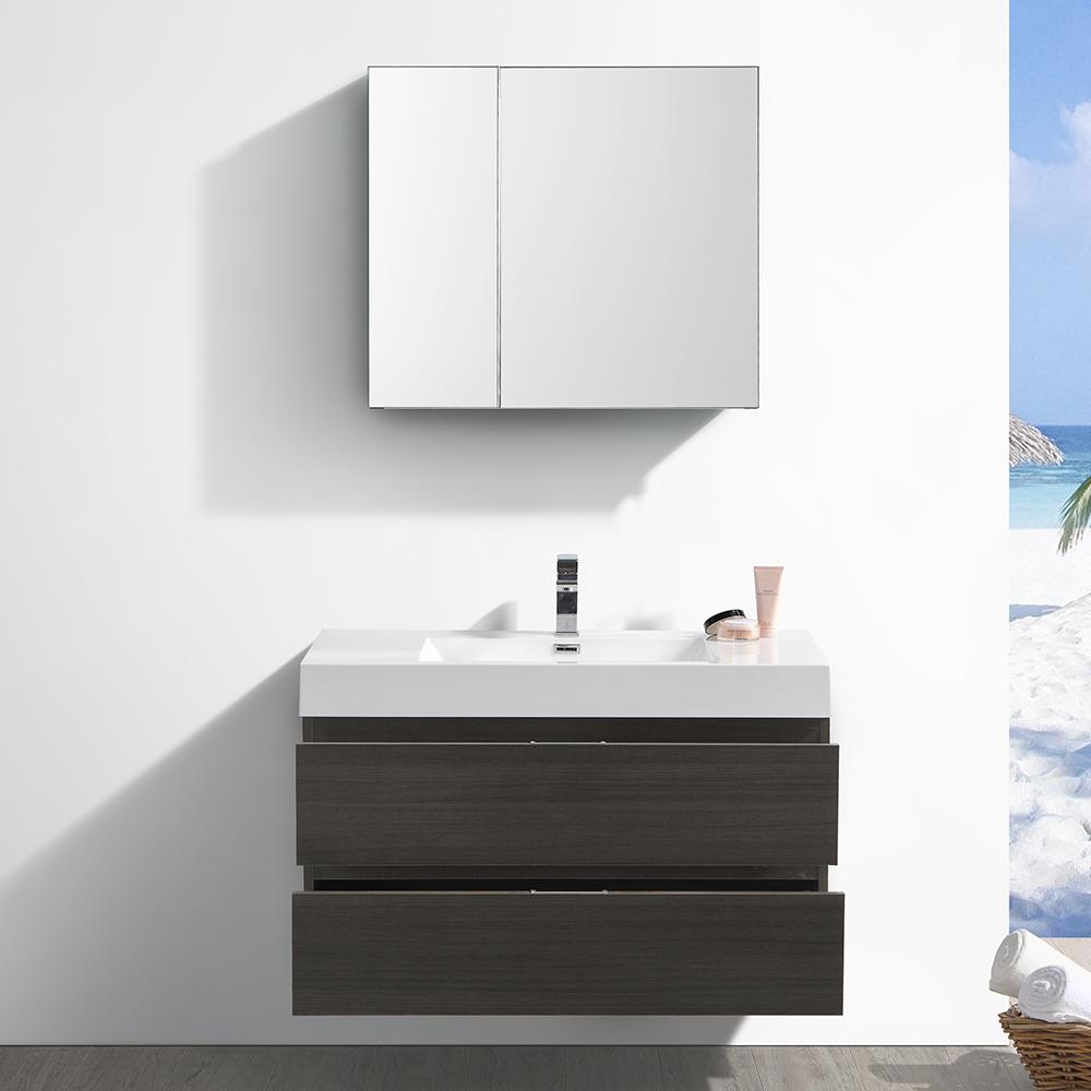 Fresca Valencia 40" Wall Hung Modern Bathroom Vanity w/ Medicine Cabinet Vanity Fresca 