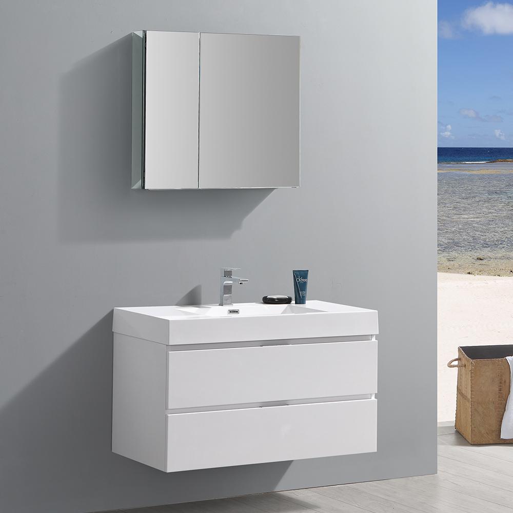 Fresca Valencia 40" Wall Hung Modern Bathroom Vanity w/ Medicine Cabinet Vanity Fresca 