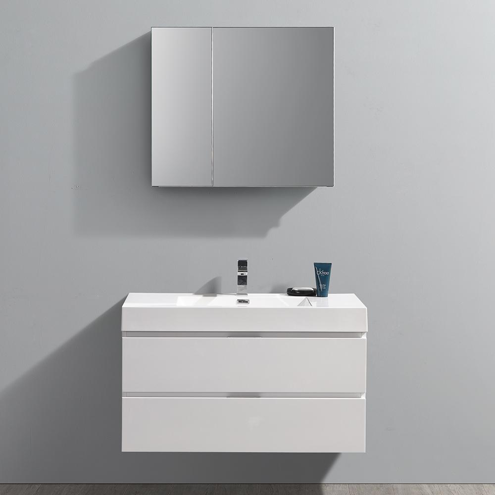 Fresca Valencia 40" Wall Hung Modern Bathroom Vanity w/ Medicine Cabinet Vanity Fresca 