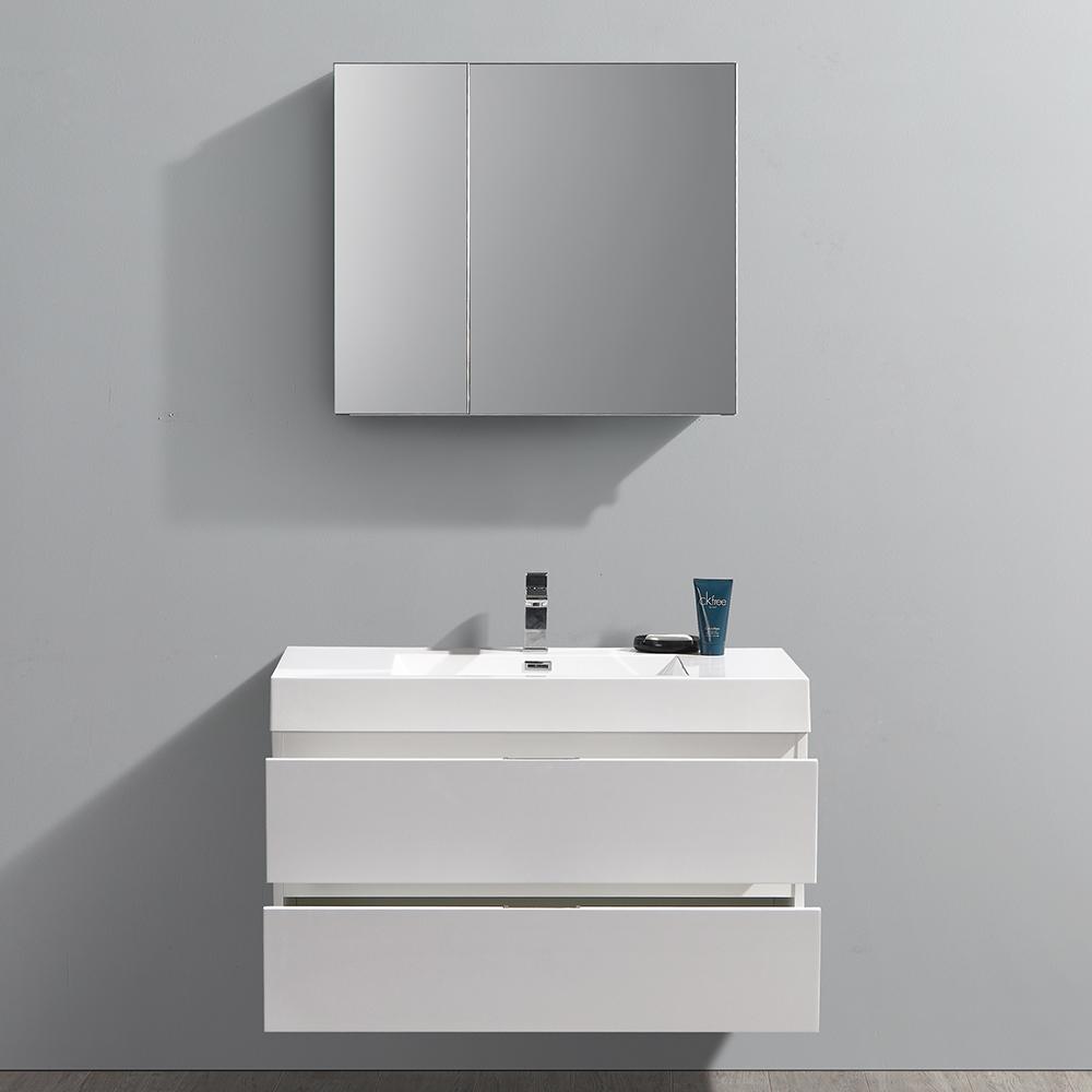 Fresca Valencia 40" Wall Hung Modern Bathroom Vanity w/ Medicine Cabinet Vanity Fresca 