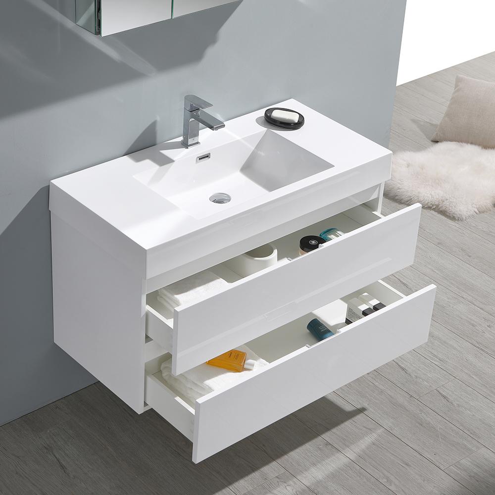 Fresca Valencia 40" Wall Hung Modern Bathroom Vanity w/ Medicine Cabinet Vanity Fresca 