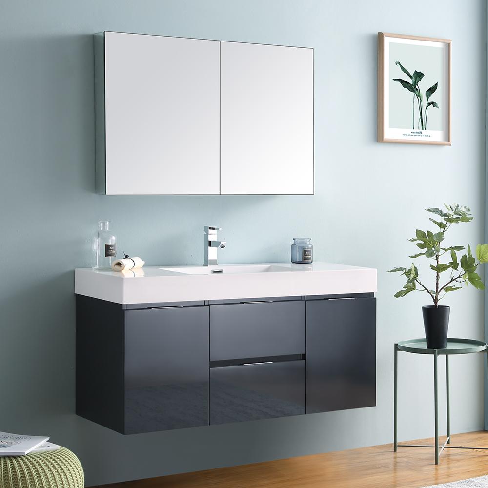 Fresca Valencia 48" Wall Hung Modern Bathroom Vanity w/ Medicine Cabinet Vanity Fresca 