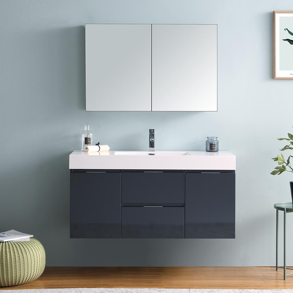Fresca Valencia 48" Wall Hung Modern Bathroom Vanity w/ Medicine Cabinet Vanity Fresca 